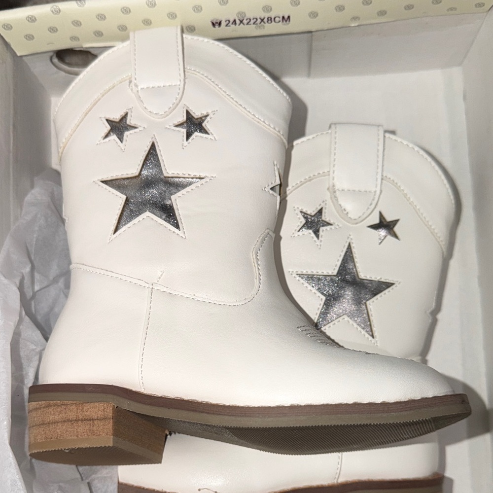 Kids White Star Boots